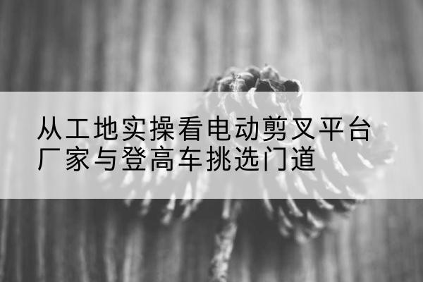 天津电动剪叉升降平台厂家-从工地实操看电动剪叉平台厂家与登高车挑选门道